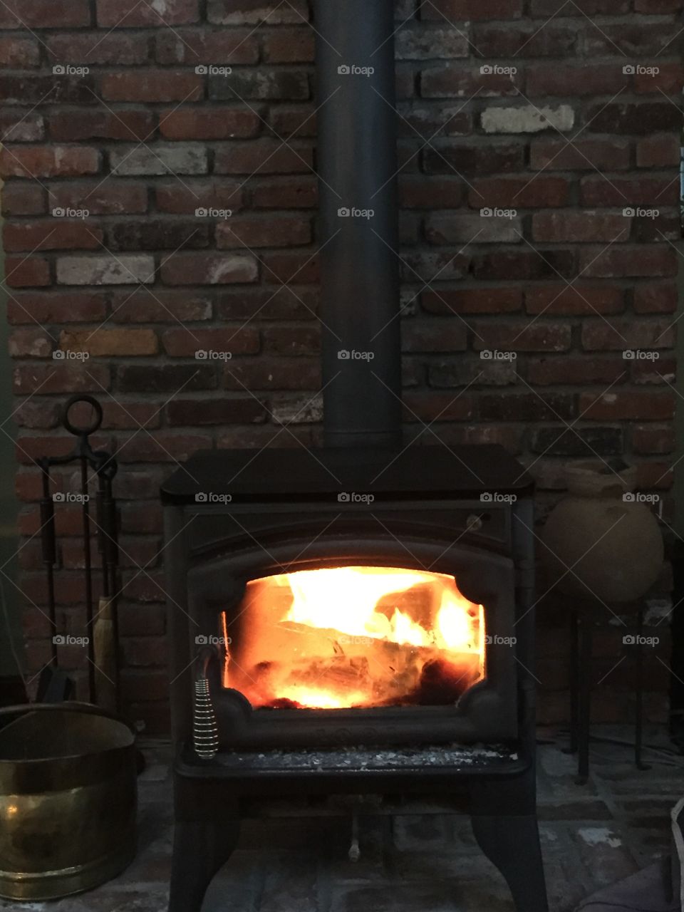 Wood stove fire 