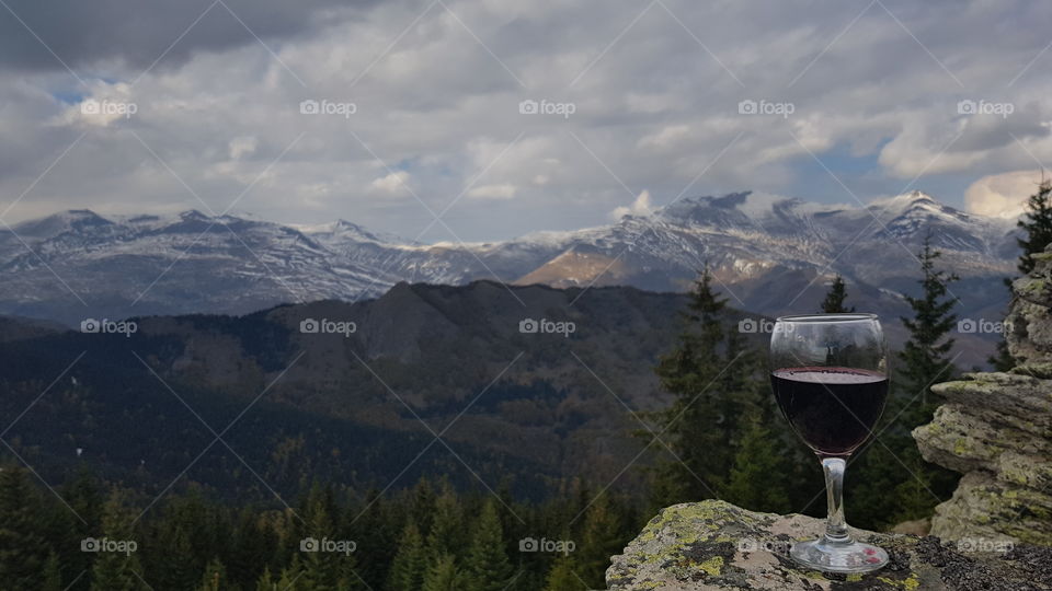 red wine on mountain