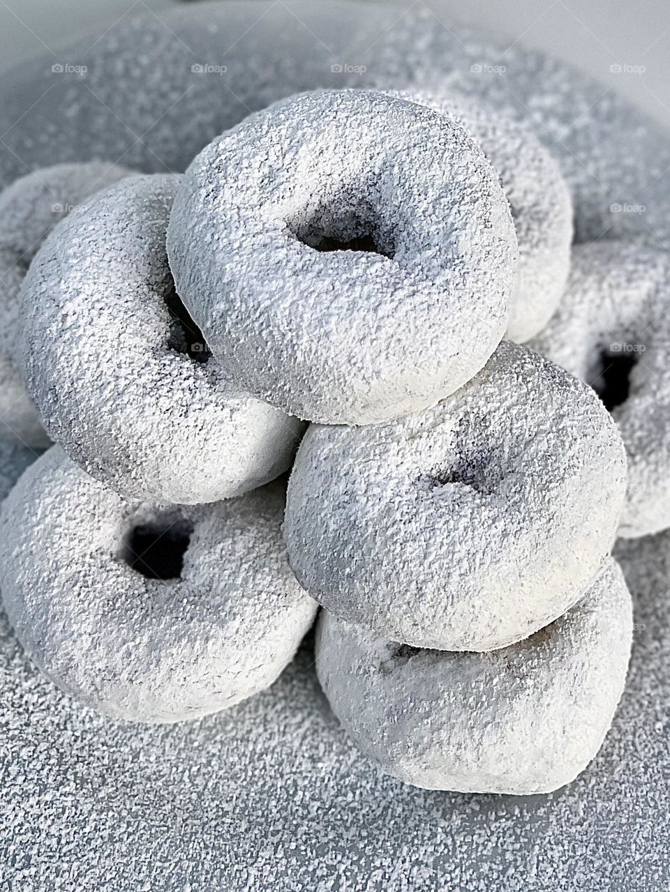 Stack of White Powdered Donuts