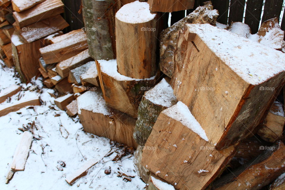 wood pile in winter