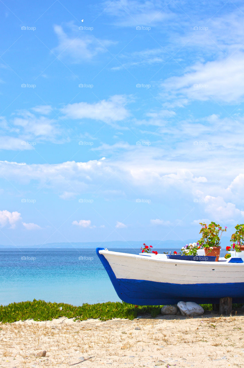 flowers boat greece ammouliani by pablogarcia