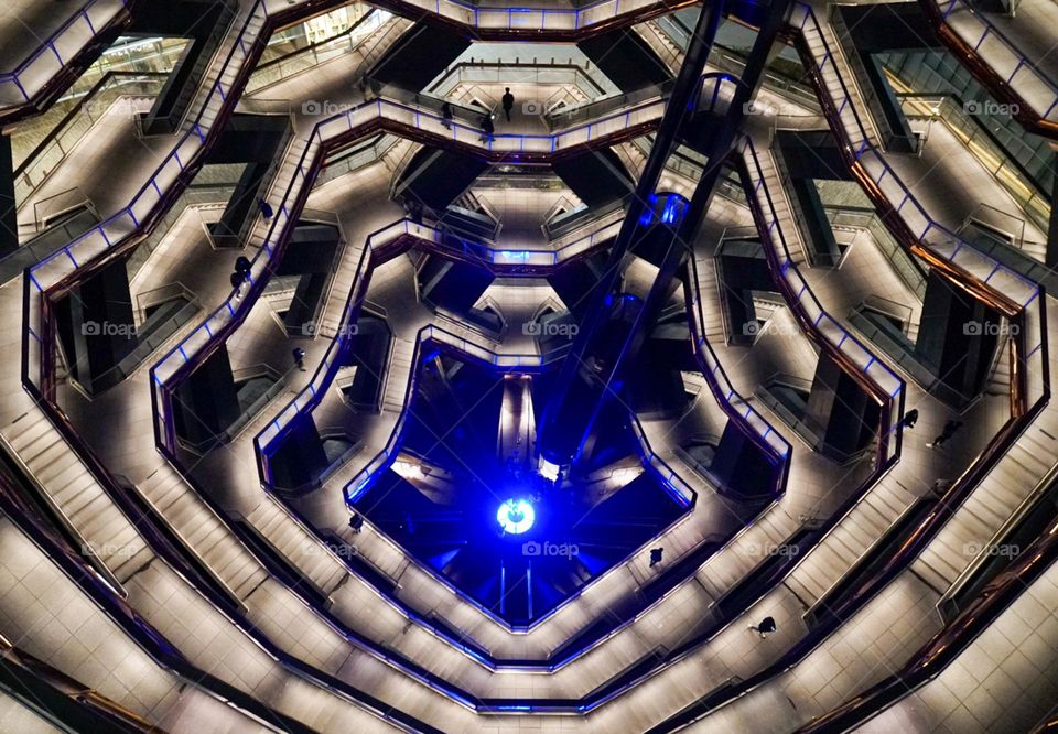 A series of stairways and walkways seen from above