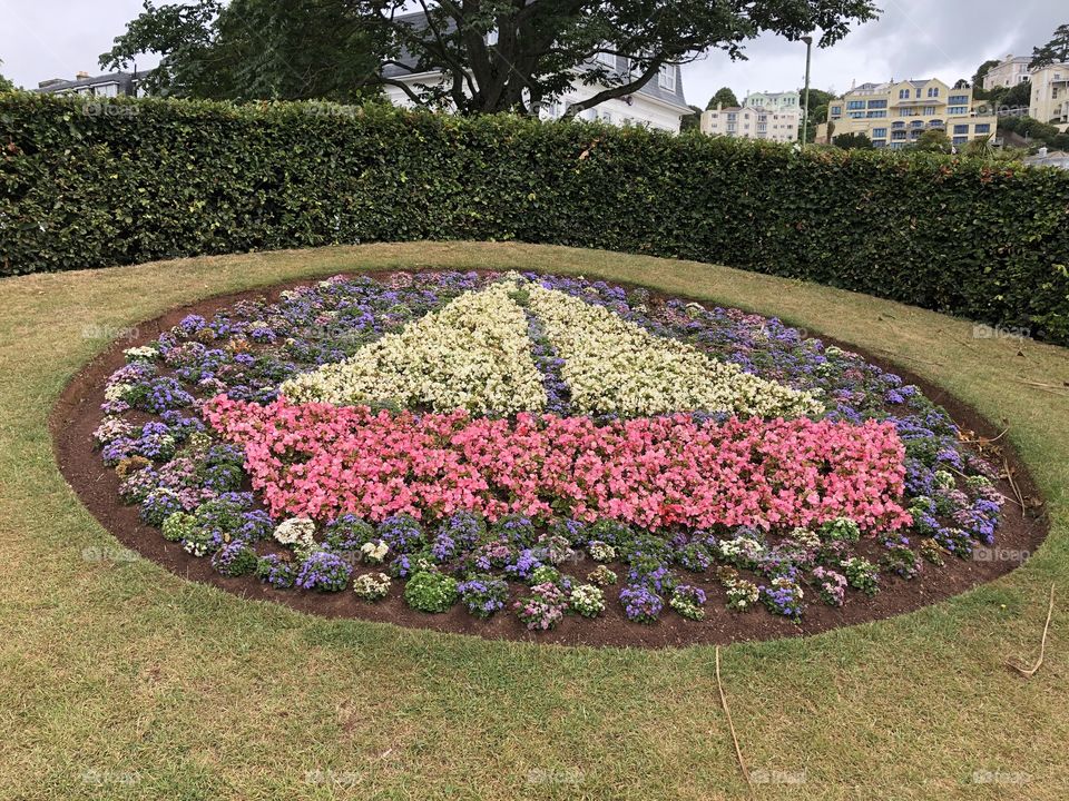 Tor Abbey Park Gardens, Torquay, looking fresh and alive despite the rain in mid summer 2019.