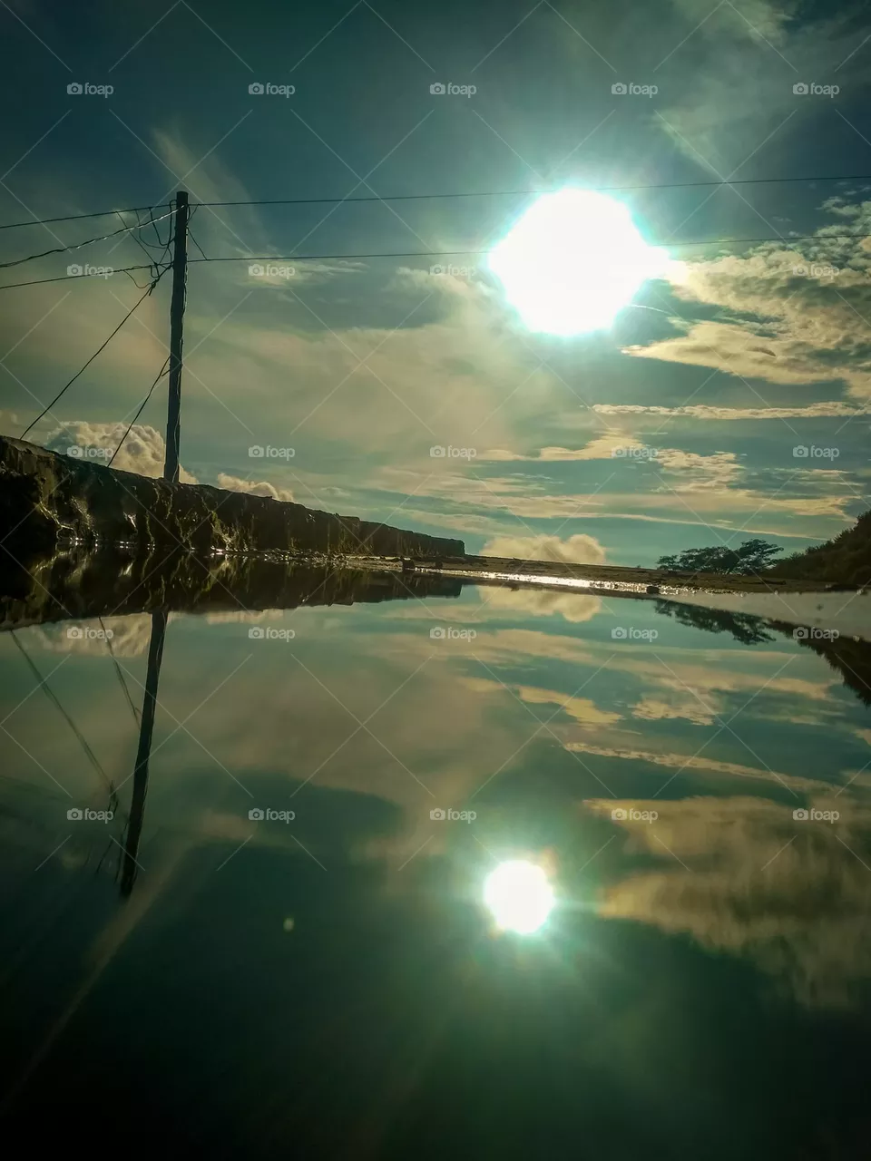 beautiful reflection of sun.