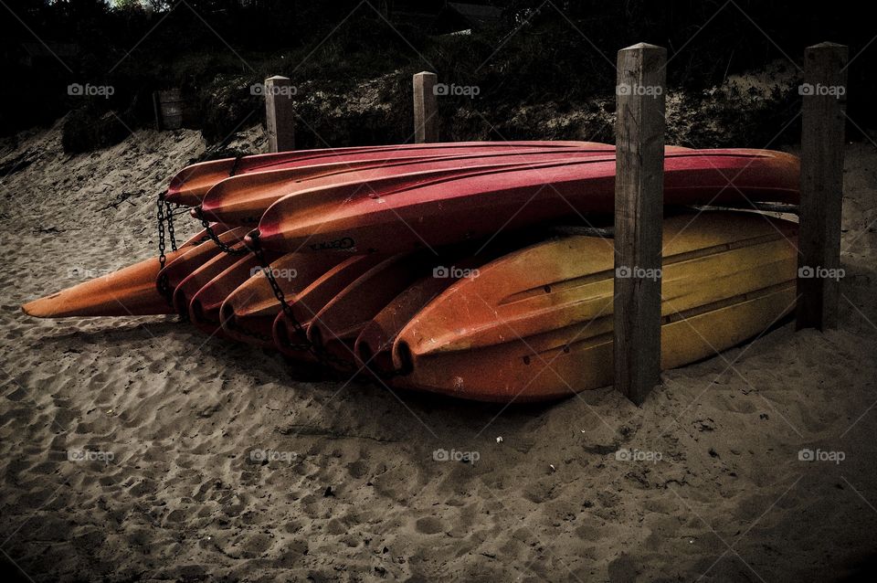 A Stack Of Kayaks