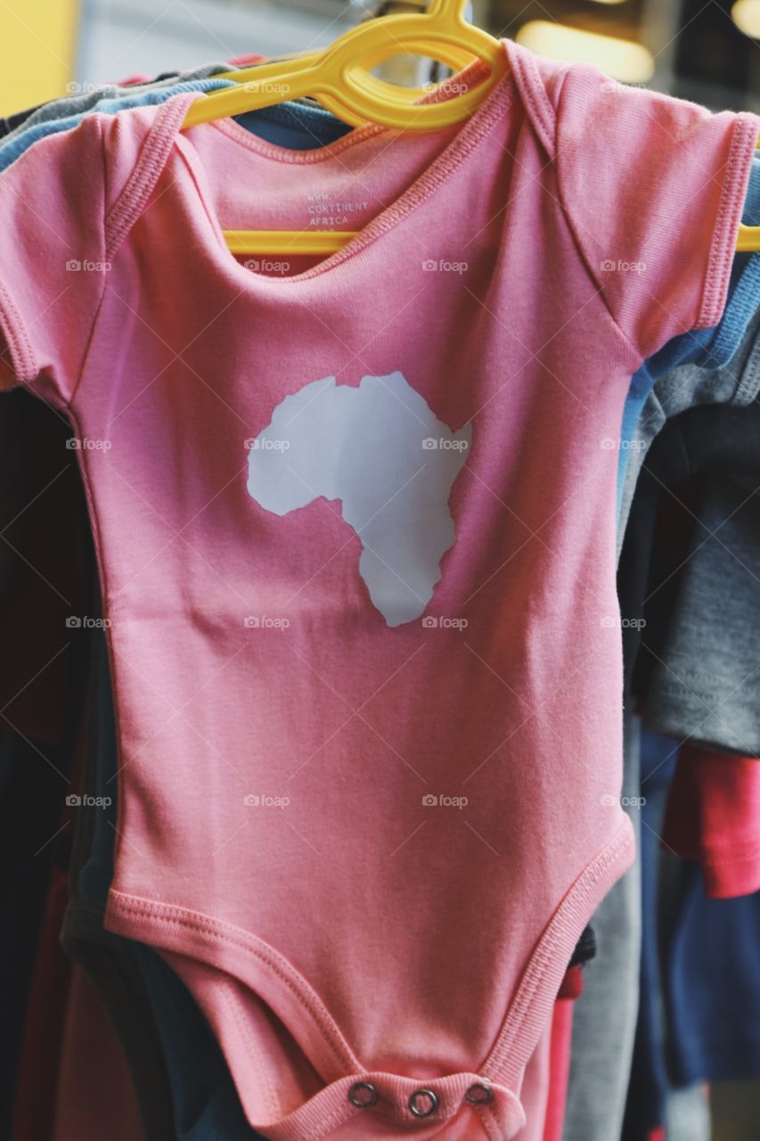 The continent of Africa on a baby clothing 