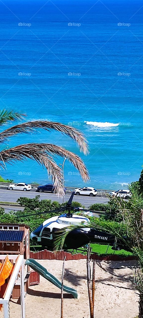 Helicopter with beautiful sea view