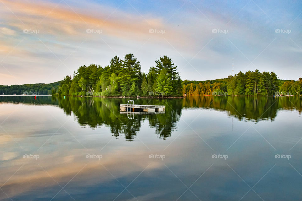 Diving deck in the middle of the lake