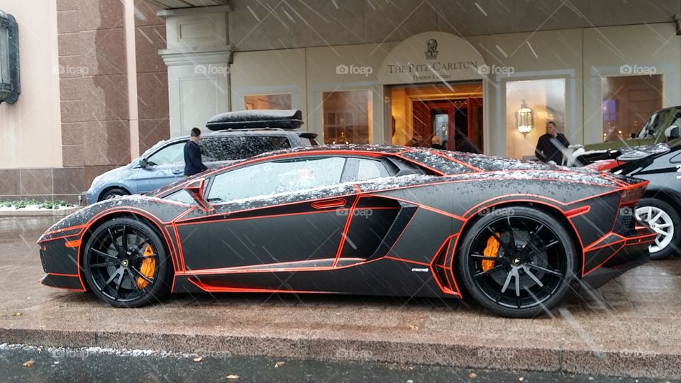 Custom Lamborghini, snow day at McClain Va