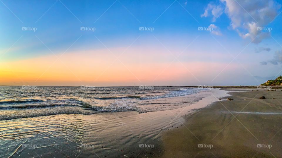 Beautiful Sunset at the Ponta d’ areia Beach in São Luís, Brazil 