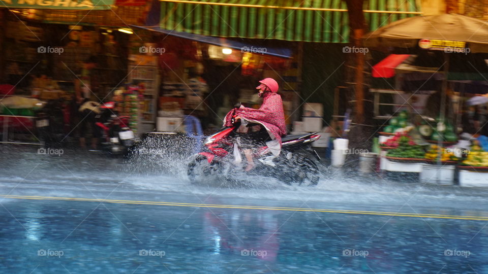Motocycle and rain