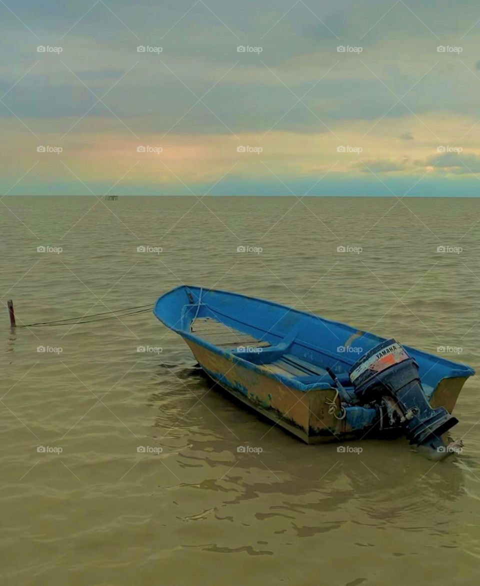 The old unmanned boat is staring at the sea from one side and waiting for the green steps of its companions to offer them joyful moments from the other side.While it misses their enthusiasm,it counts the seconds with the hope of their presence lovely