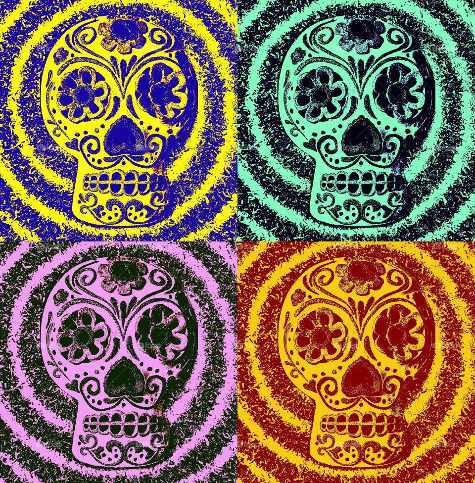 skull spiral pop art