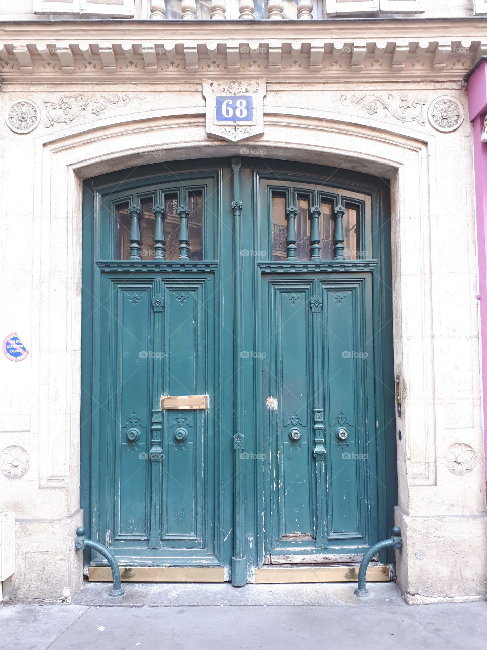 Wooden dark green entrance door