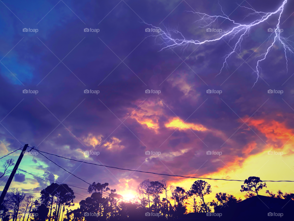 Tropical storm churning in the sky.