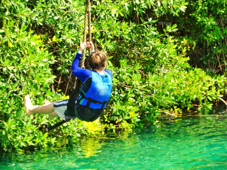 Zipline Over A Lagoon
