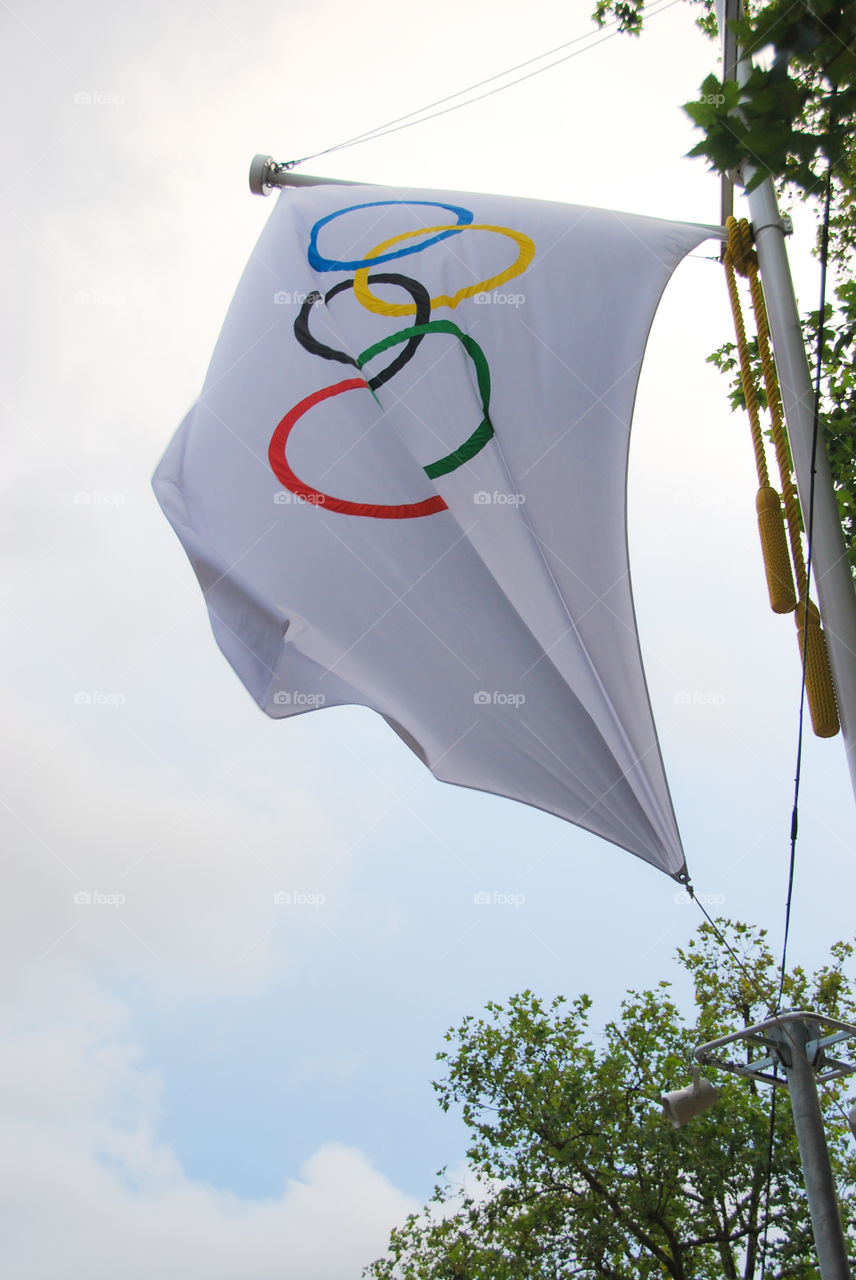 Olympic Flag Blowing in the Wind