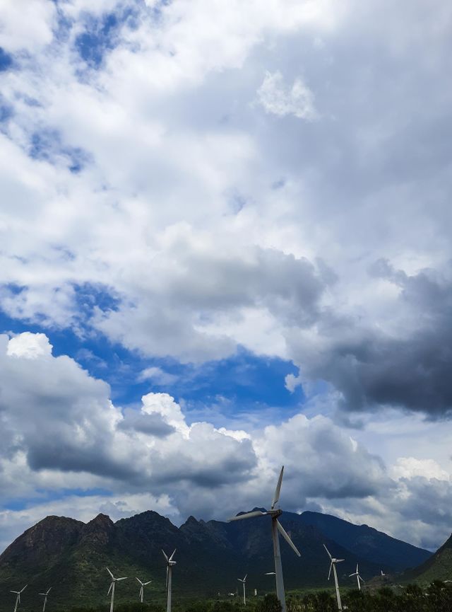 Windmill clicked on a cloudy day