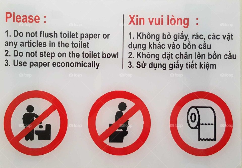 Vietnamese toilet Instructions