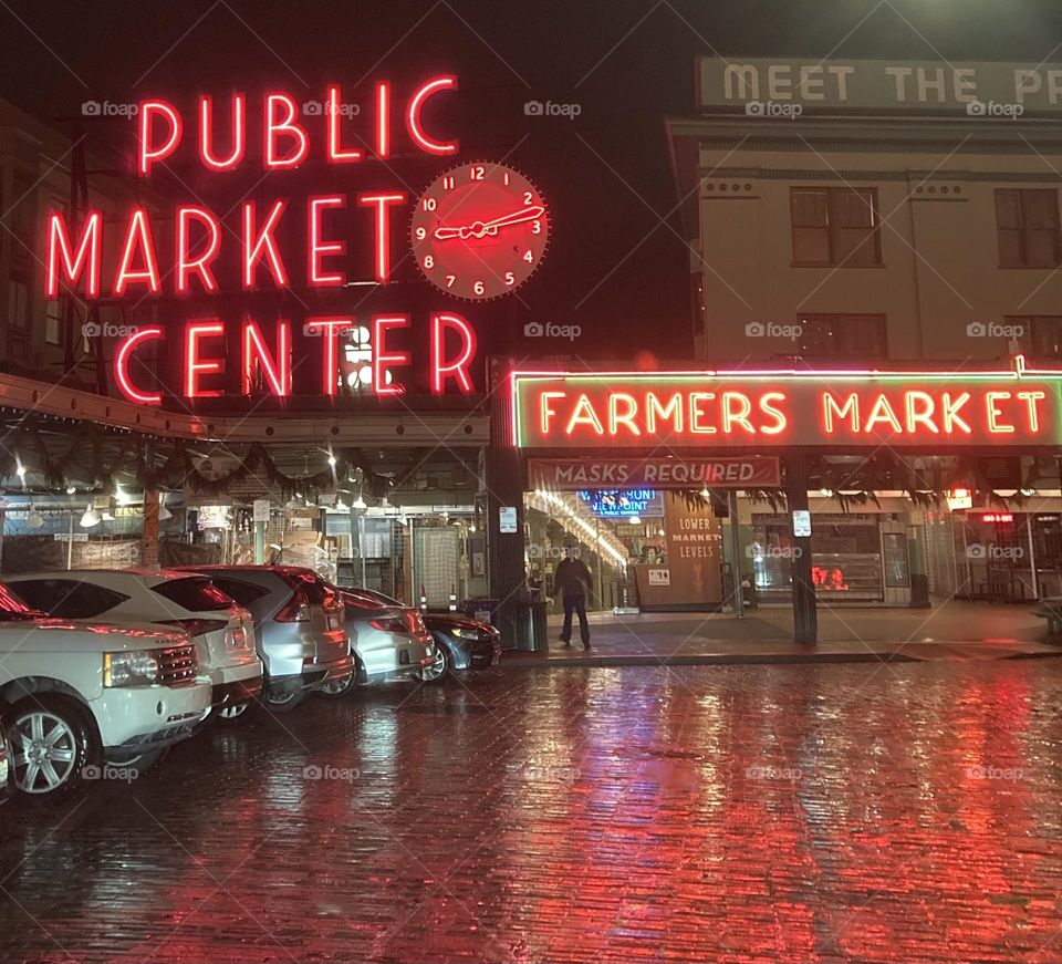 Pike Place Market Seattle in the rain