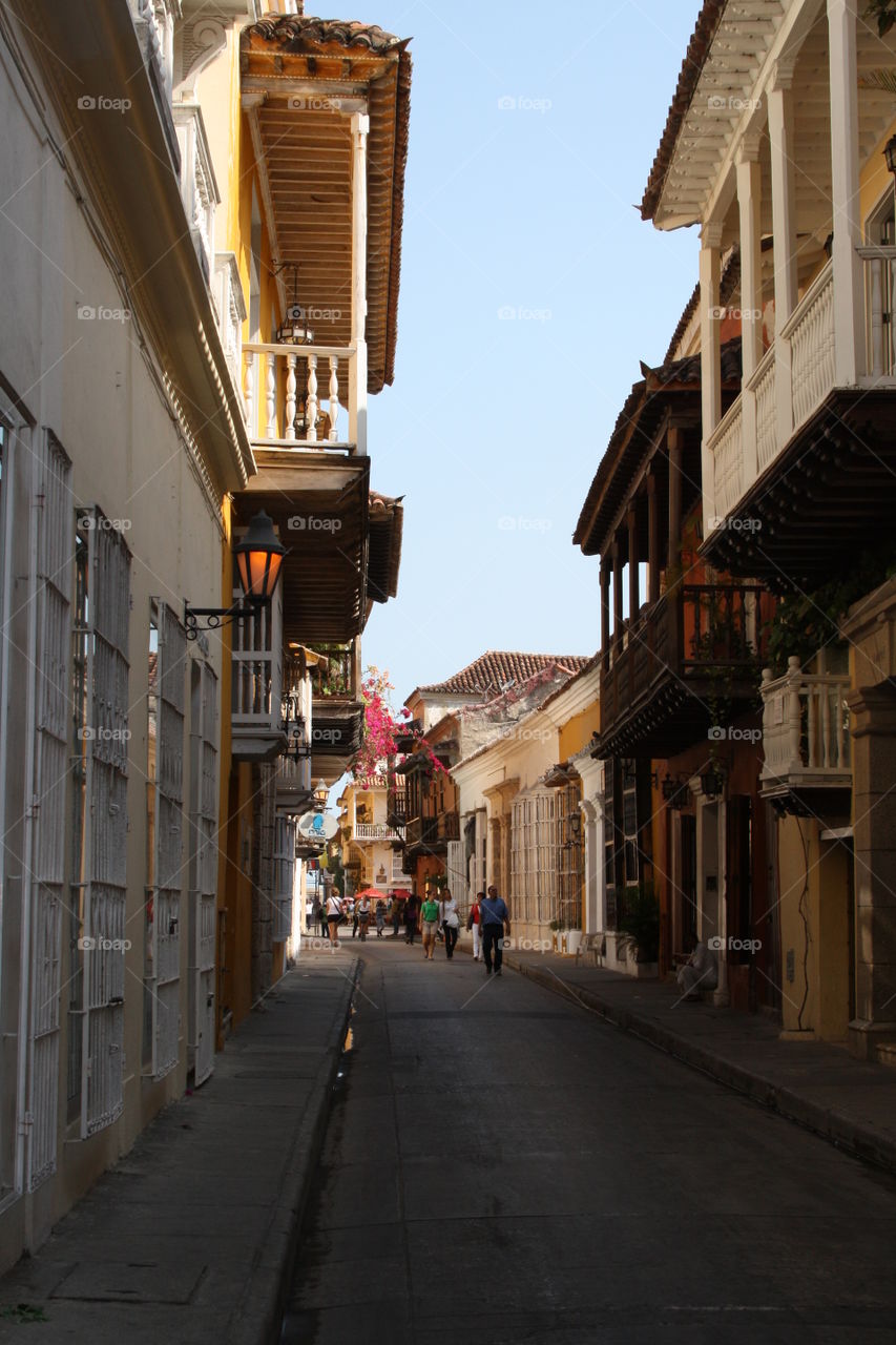 Narrow street in Bogota, Columbia