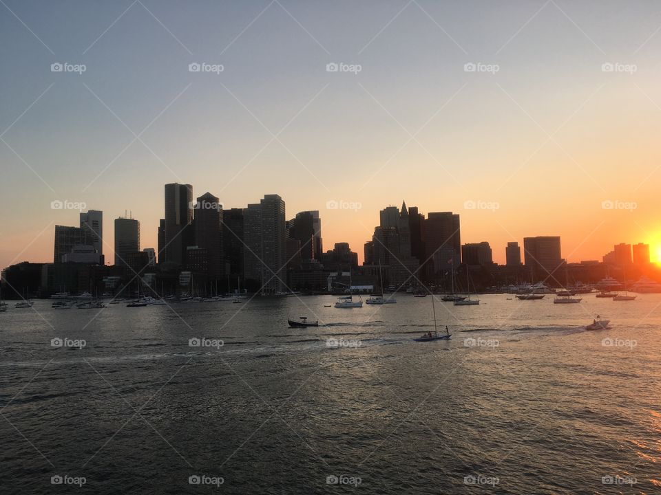 Boston skyline from water

