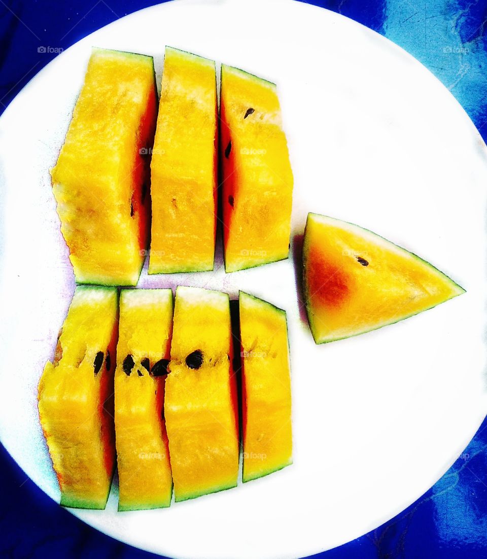 The beauty of a yellow watermelon