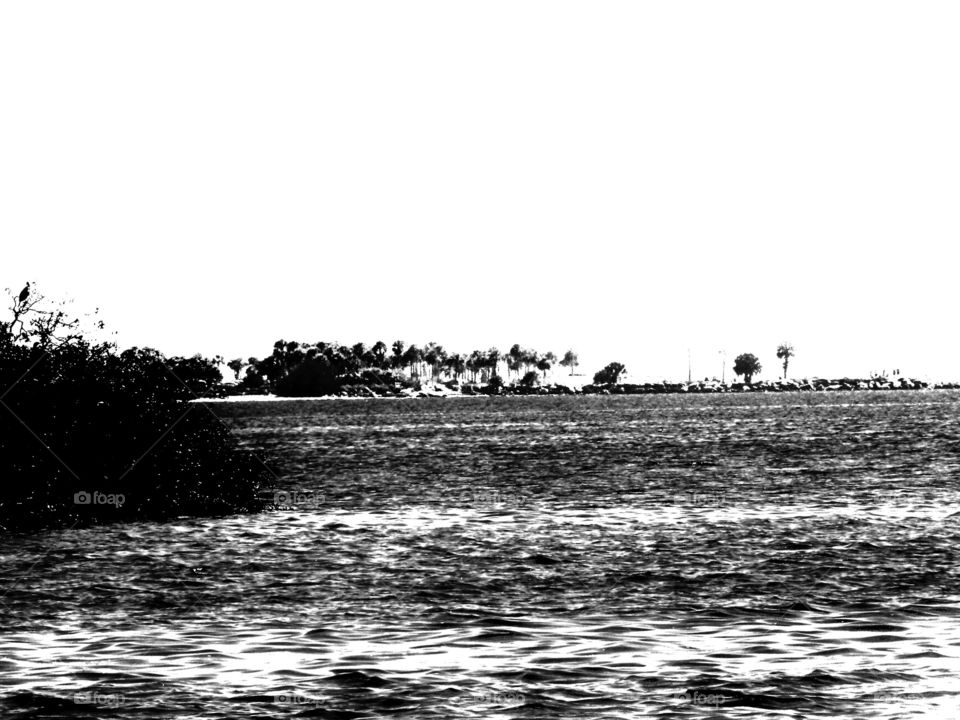 Black and white ocean