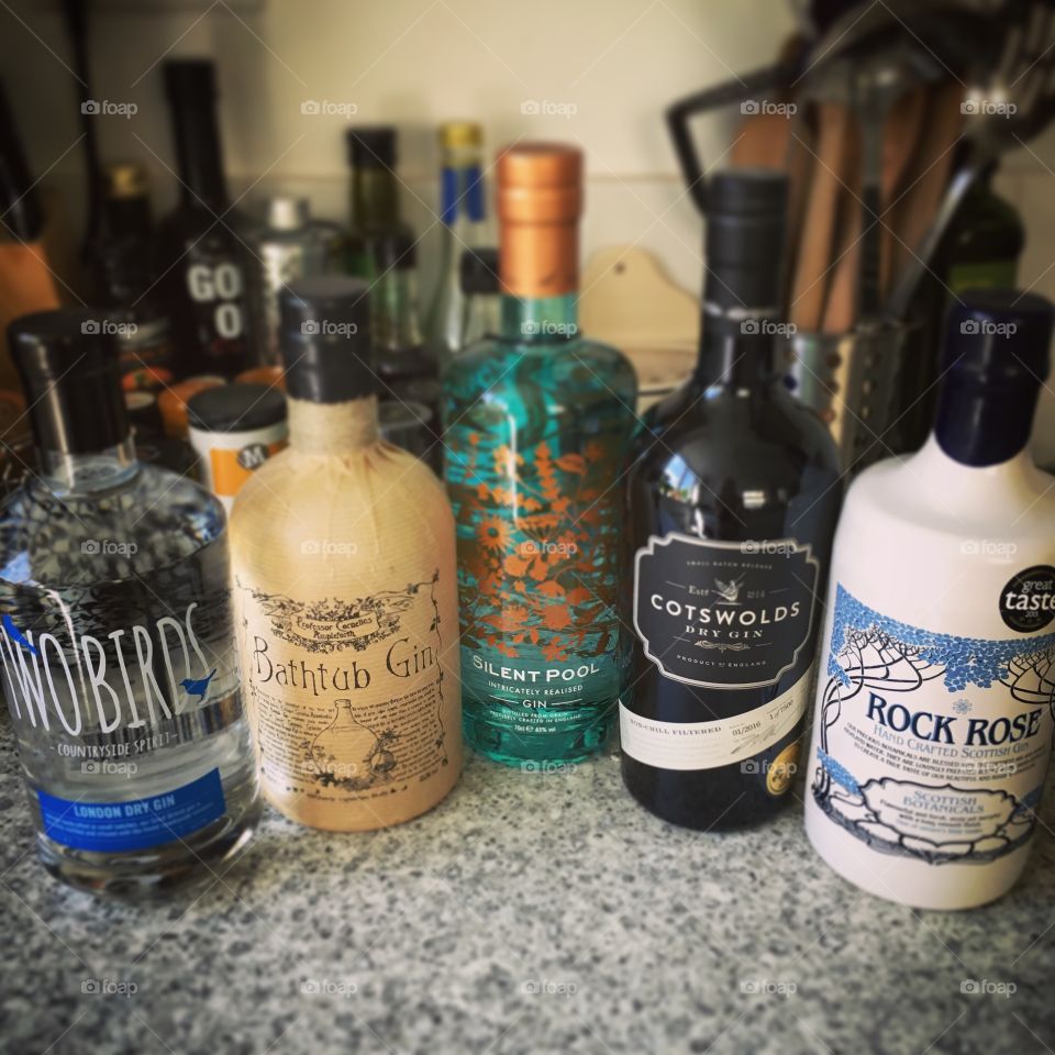 Selection of premium gins