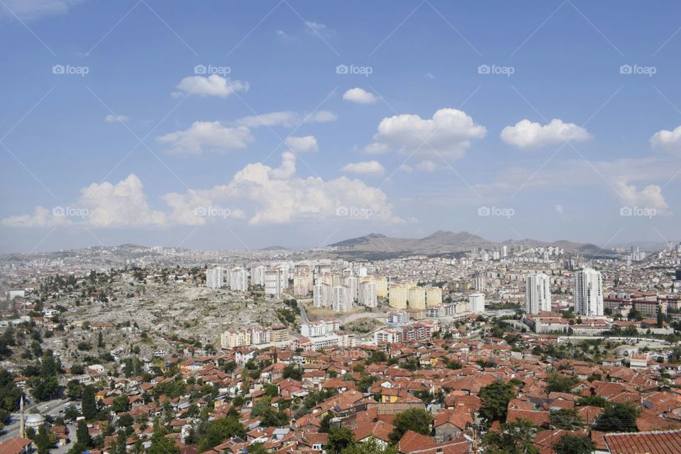 view from the top of Ankara castle in Turkey overlooking the city