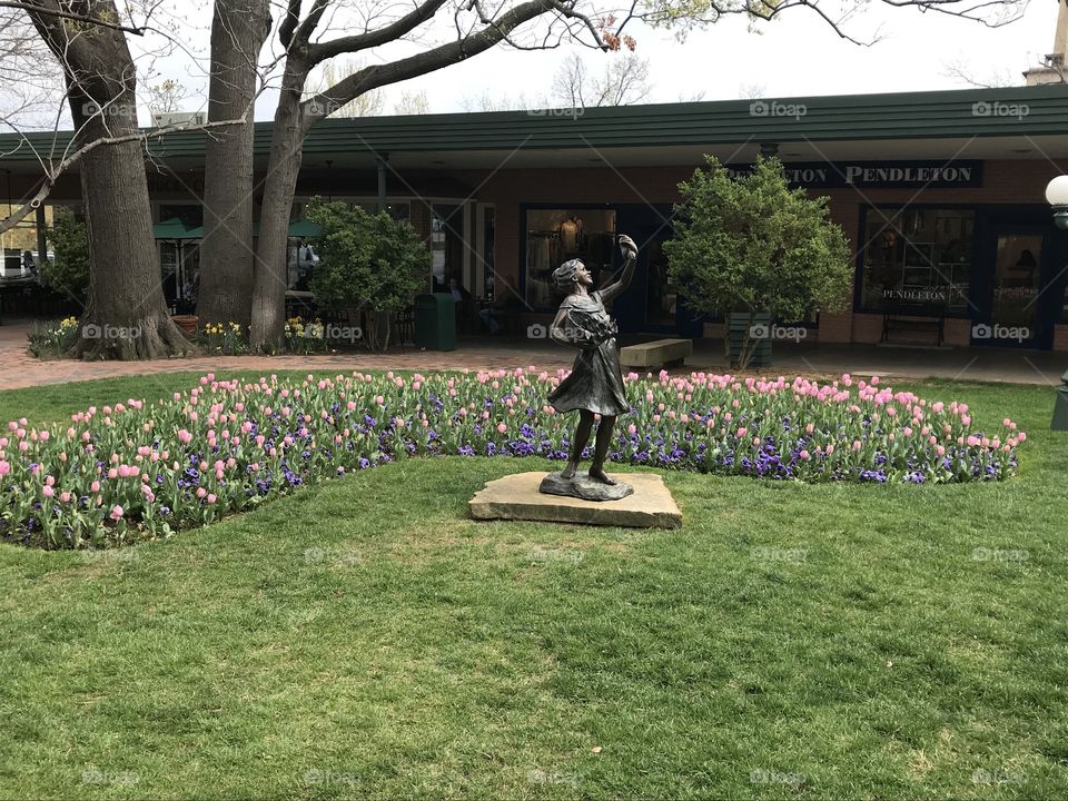 Statue in the flower garden