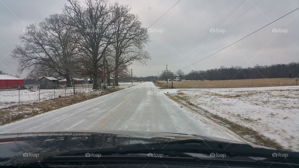 our road covered in ice