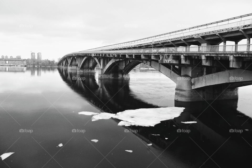 the bridge of the metro across the Dnieper River in the city of Kiev