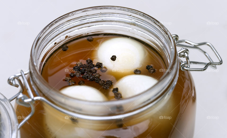 Closeup Pickled Onion in jar