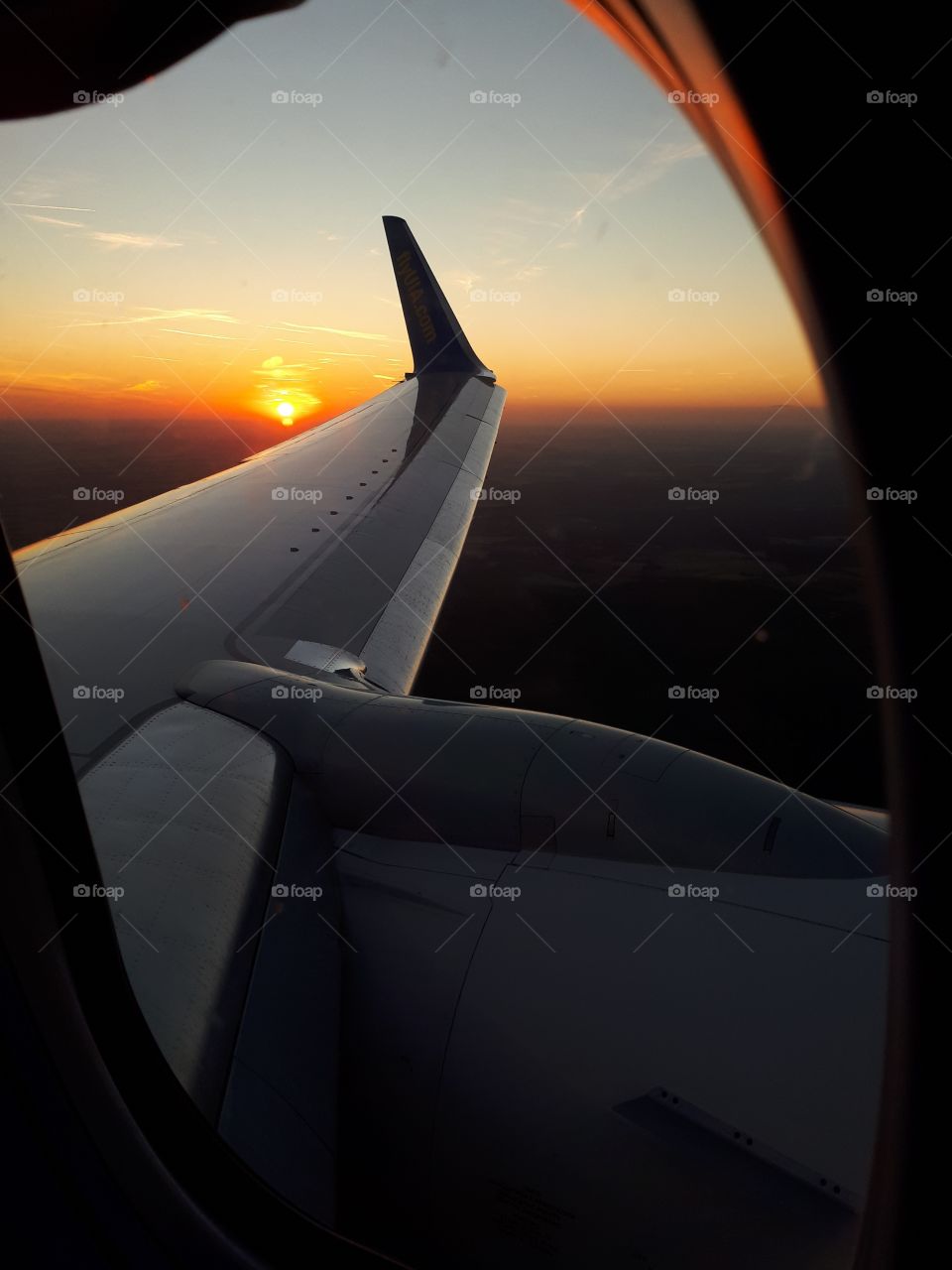 Sunset view from aircraft window