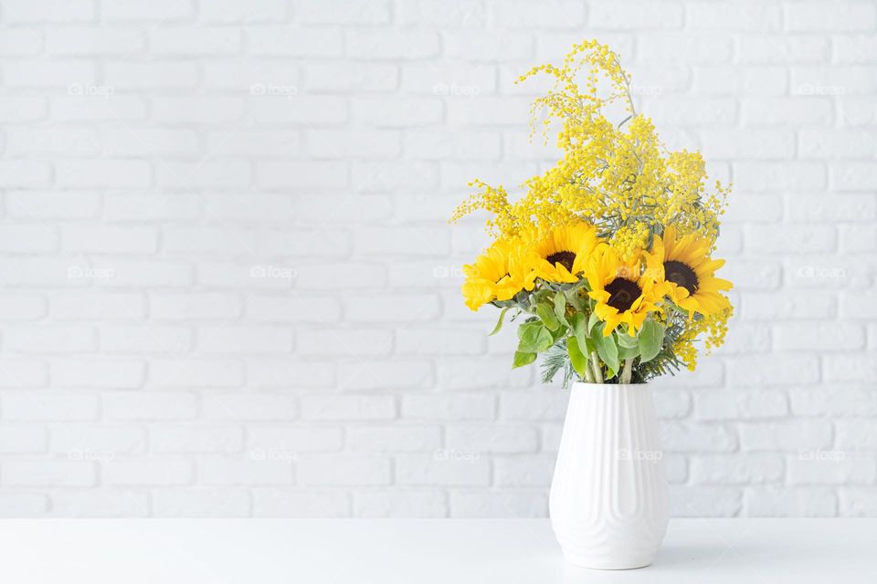 beautiful yellow flowers in the vase