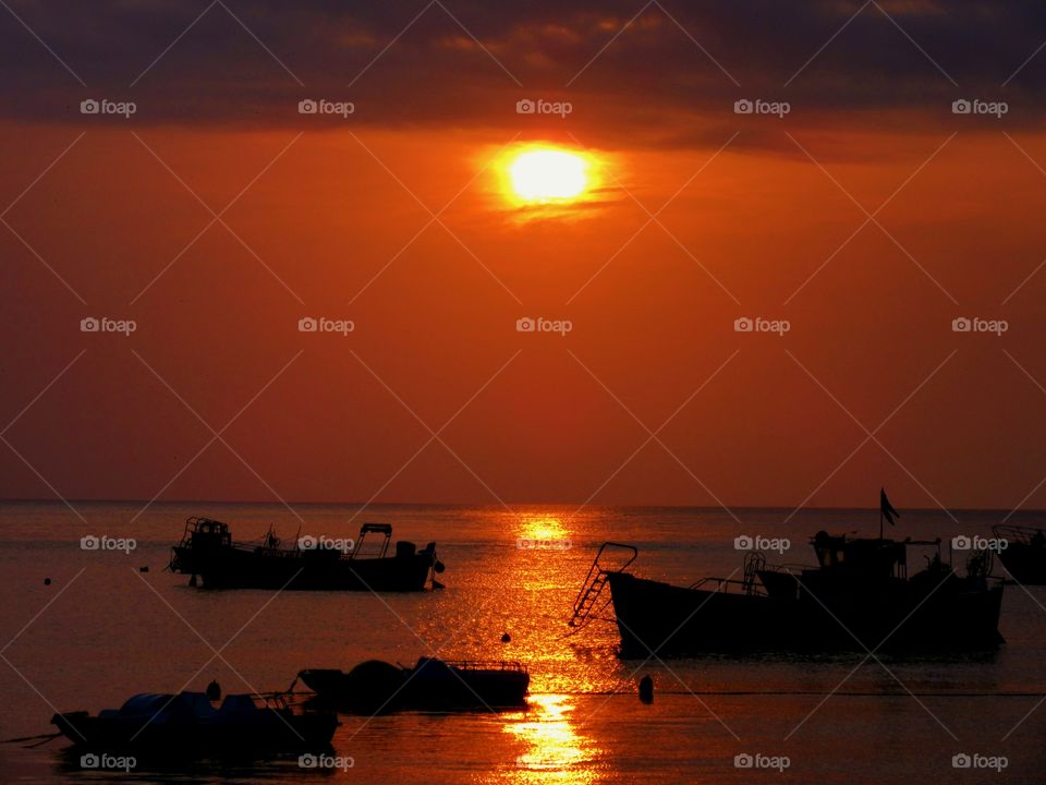 Sunset over Praia ( Italy ).