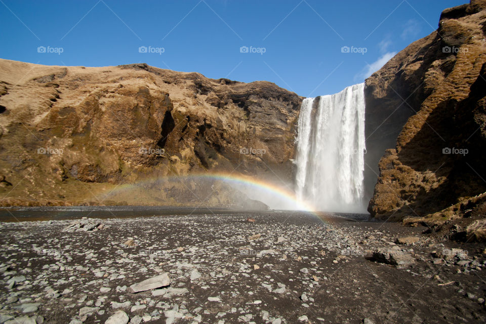 Waterfall in a rainbow