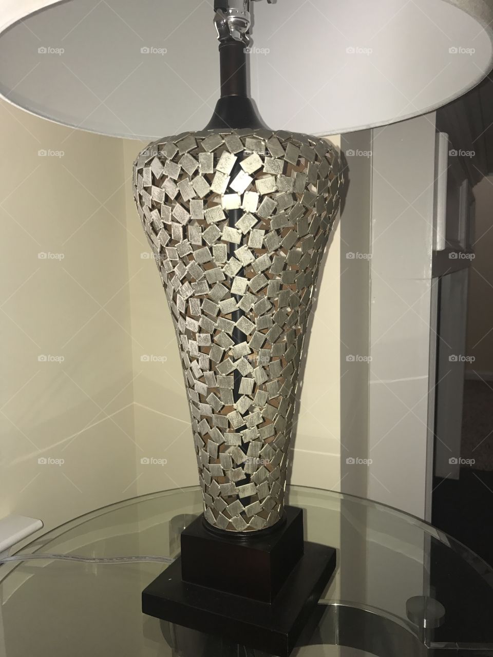 Silver Pewter Abstract Style Table Lamp