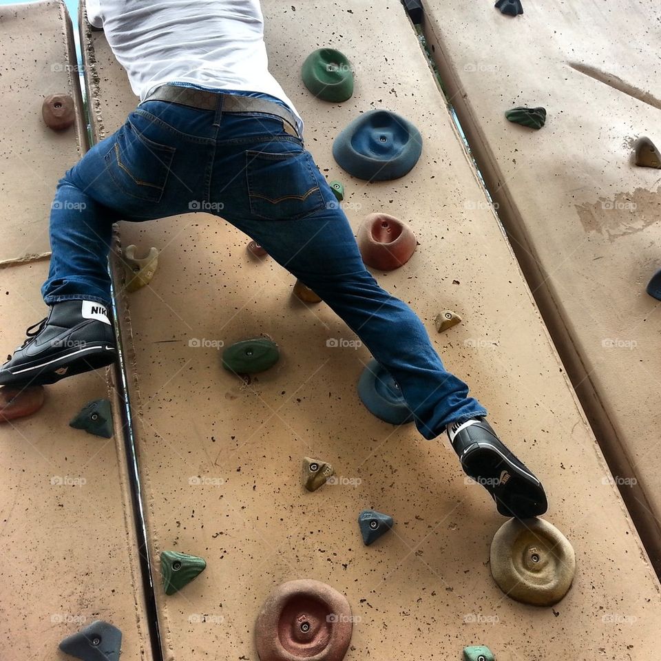 Man Rock Wall Climbing