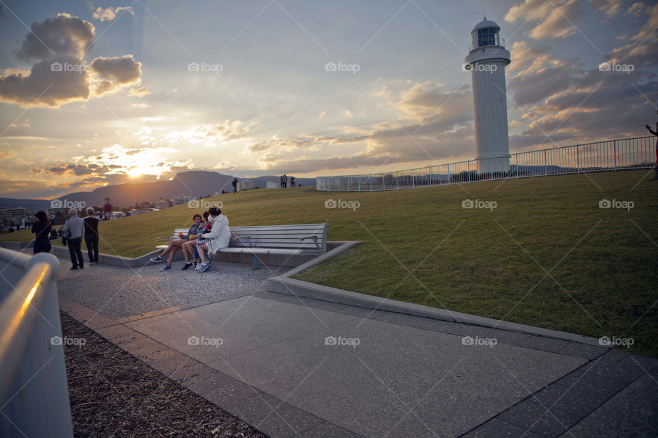 People Relaxing at Wollongong Head Lighthouse, NSW, Australia