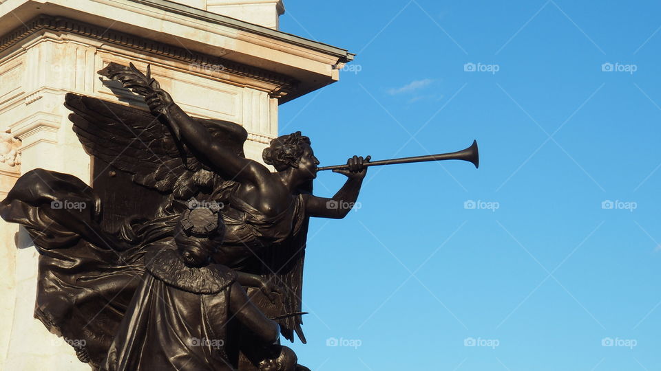 Trumpet clarinet angel sculpture vintage monument 