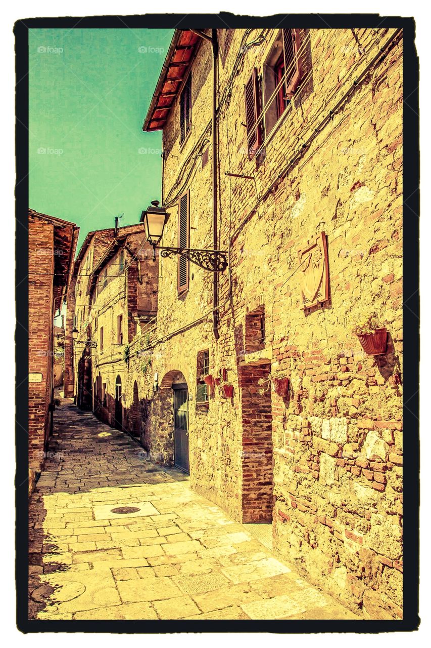 Colle di val d'elsa walkway Village in Italy 