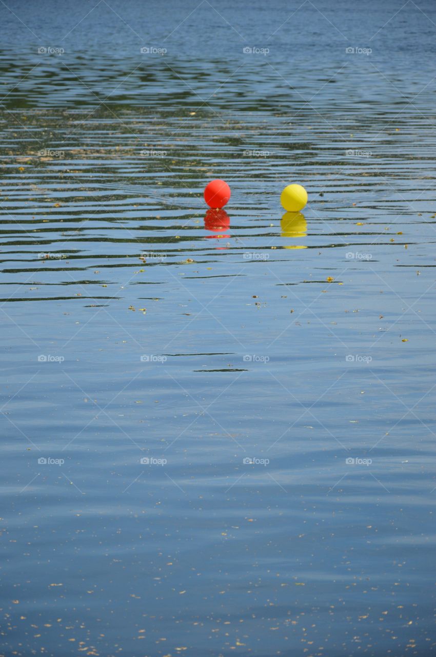 Balloons on lake