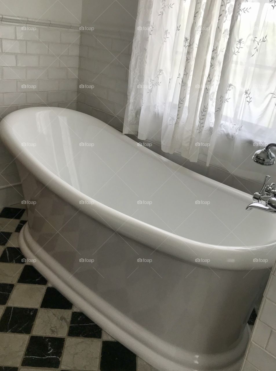White soaking tub 