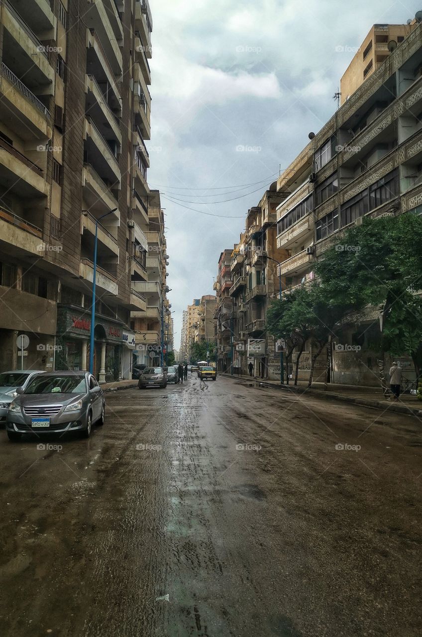 A street in Alexandria in a rainy day
