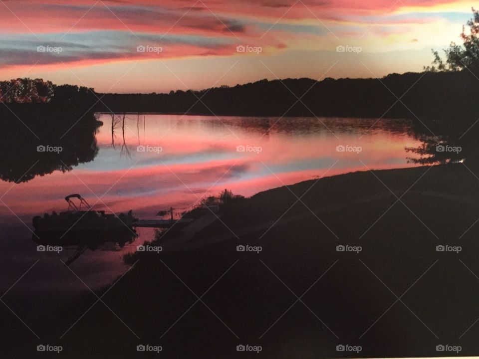 Reflection of dramatic sky on lake