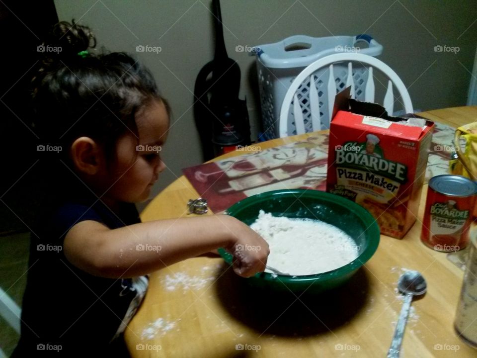 Mixing up the dough