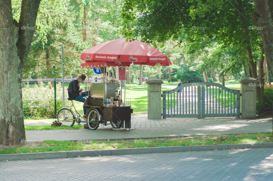 Coffee machine near the park 