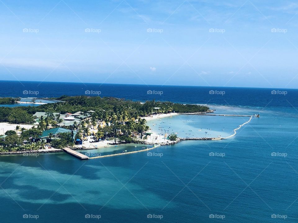 Our view of Mahogany Bay from the Carnival Miracle cruise ship